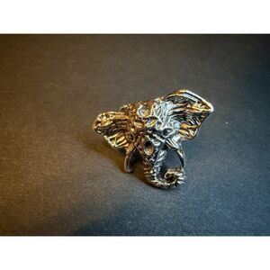 Elephant Statement Ring Size 5.5 Silver Tone Boho Animal Jewelry